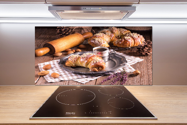 Glazen achterwand keuken Croissants