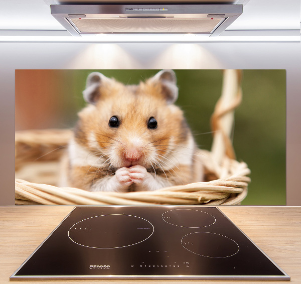Spatscherm keuken Hamster in een mandje