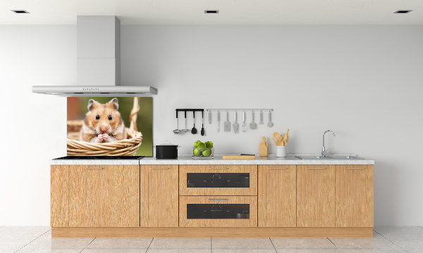 Spatscherm keuken Hamster in een mandje