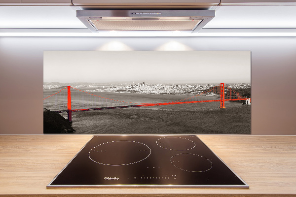 Glazen achterwand keuken San Francisco-brug