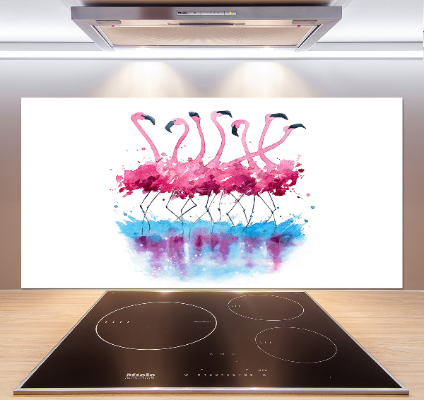 Spatscherm keuken Flamingo's