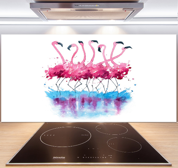 Spatscherm keuken Flamingo's
