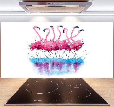 Spatscherm keuken Flamingo's