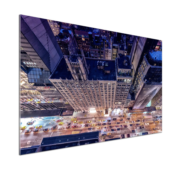 Glazen achterwand keuken New York 's nachts