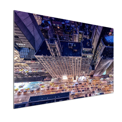 Glazen achterwand keuken New York 's nachts