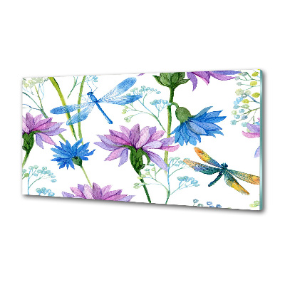 Keuken achterwand Bloemen en libellen