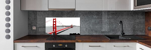 Glazen achterwand keuken San Francisco-brug