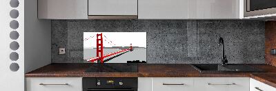 Glazen achterwand keuken San Francisco-brug