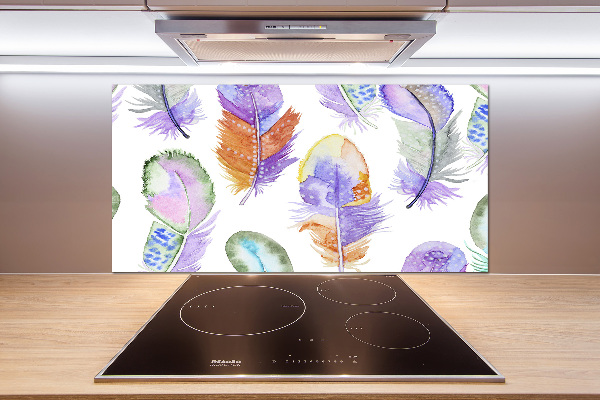 Spatscherm keuken Kleurrijke veren