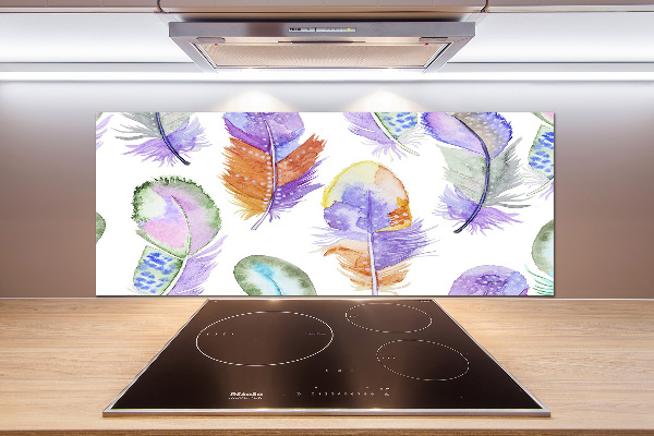 Spatscherm keuken Kleurrijke veren