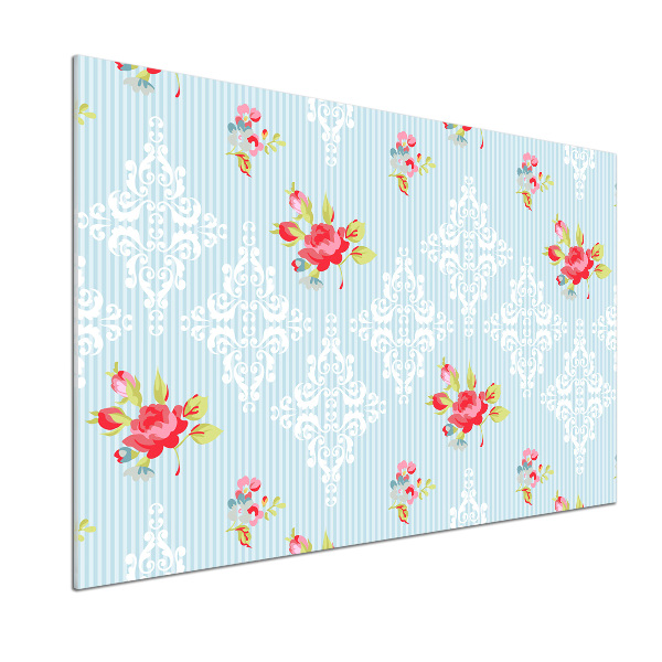 Glazen achterwand keuken Rozen en versieringen