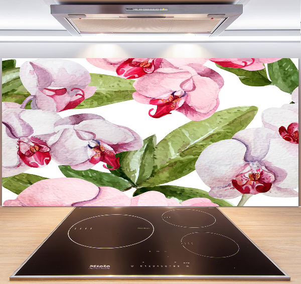 Spatplaat keuken Roze orchideeën