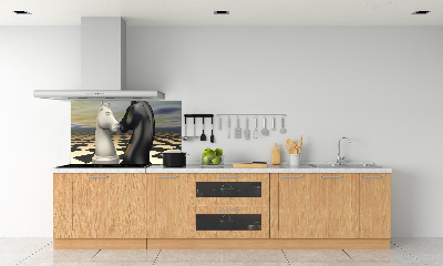 Glazen achterwand keuken Schaakpaarden