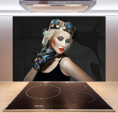 Spatscherm keuken Vrouw met een kroon