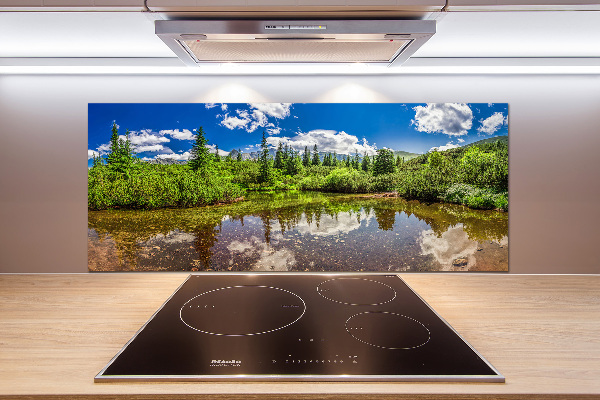 Spatscherm keuken Meer in het bos