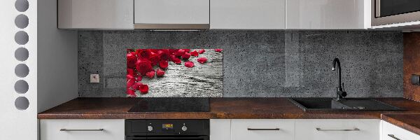 Glazen achterwand keuken Rode rozen