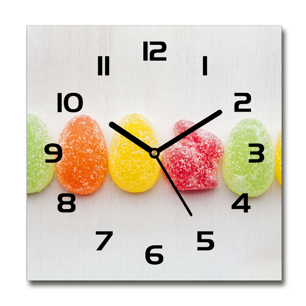 Vierkante glazen klok Kleurrijke jellybeans
