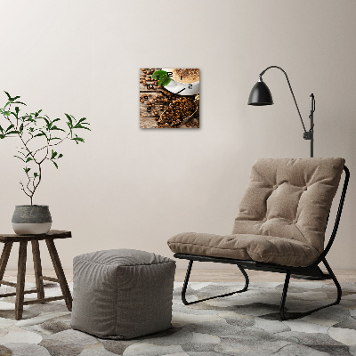 Vierkante glazen wandklok Koffie