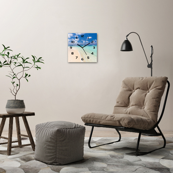 Vierkante glas klok Strand op de Malediven