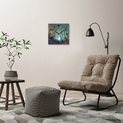 Vierkante glazen klok Mystiek bos