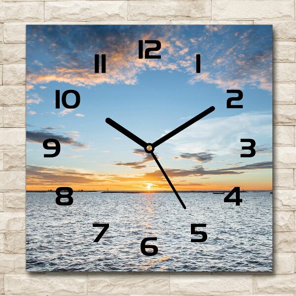 Vierkante glazen klok Schemering aan zee