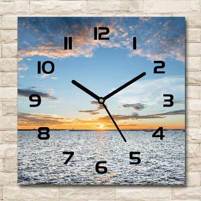Vierkante glazen klok Schemering aan zee