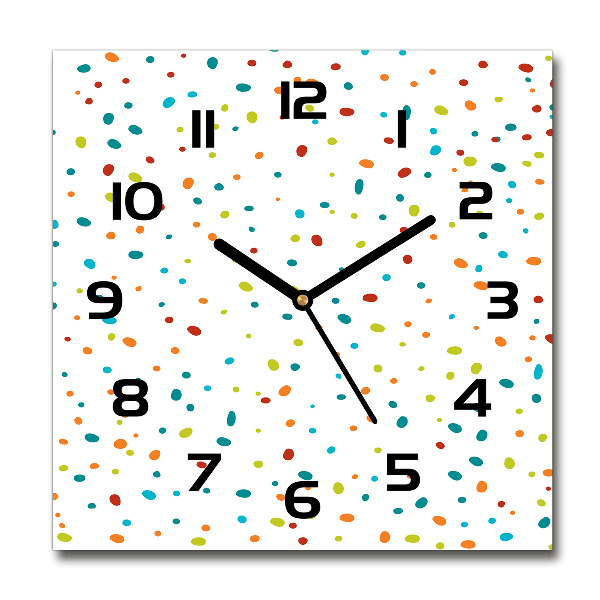 Vierkante glas klok Kleurrijke stippen