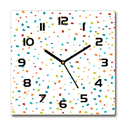 Vierkante glas klok Kleurrijke stippen