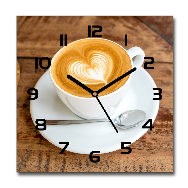 Vierkante glazen klok Koffie in een kopje