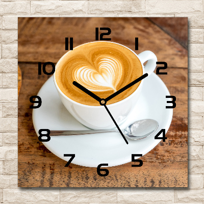 Vierkante glazen klok Koffie in een kopje
