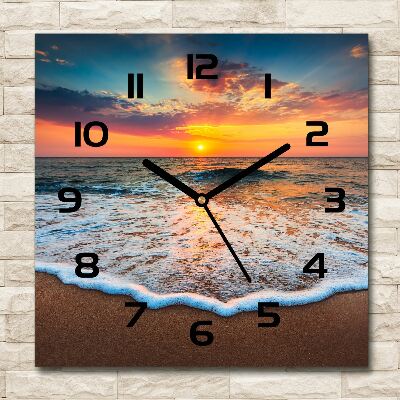 Vierkante glas klok Zonsondergang boven de zee