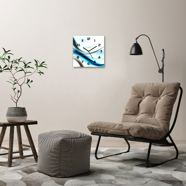 Vierkante glazen klok Abstracte golven