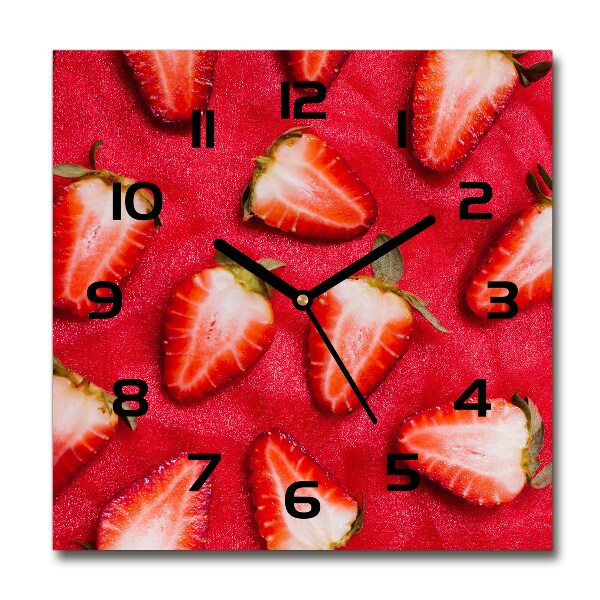 Vierkante glas klok Gesneden aardbeien