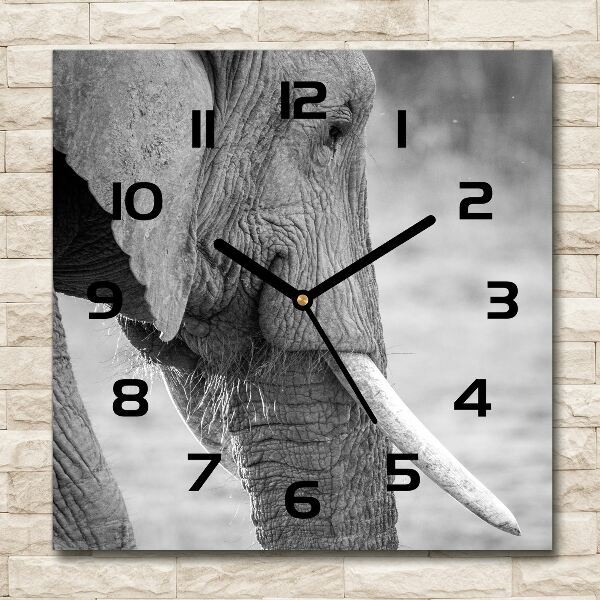 Vierkante glazen klok Olifant
