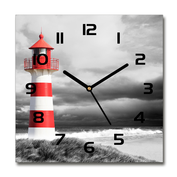 Vierkante glazen wandklok Vuurtoren
