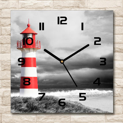 Vierkante glazen wandklok Vuurtoren