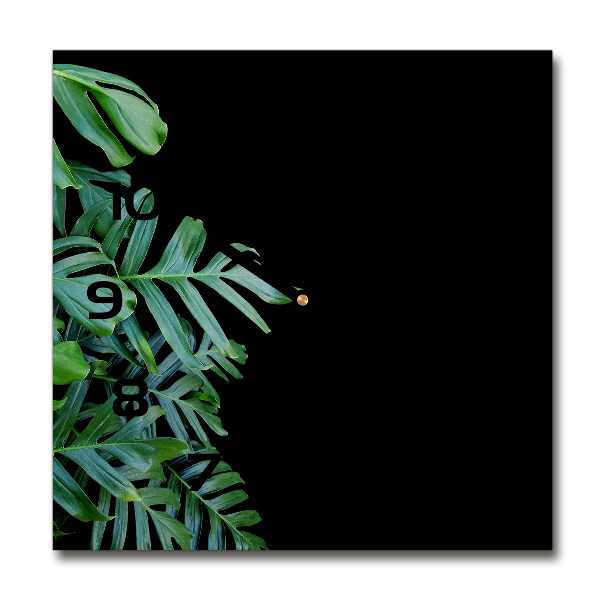 Vierkante glas klok Monstera
