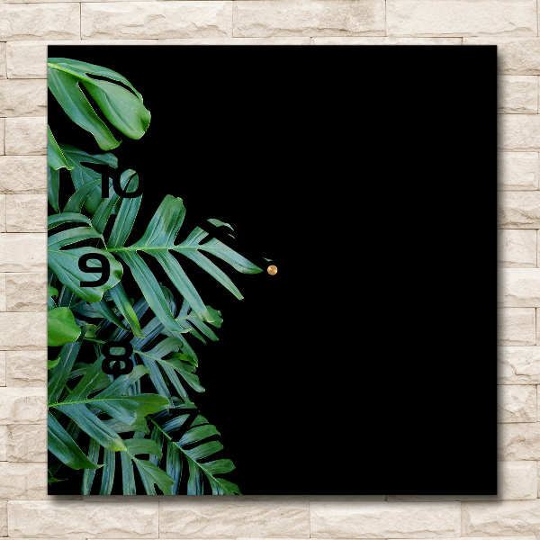 Vierkante glas klok Monstera