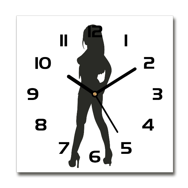 Vierkante glas klok Silhouet van een vrouw