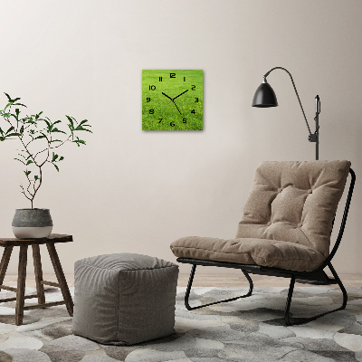 Vierkante glazen wandklok Groen gras