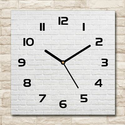 Vierkante glazen wandklok Bakstenen muur