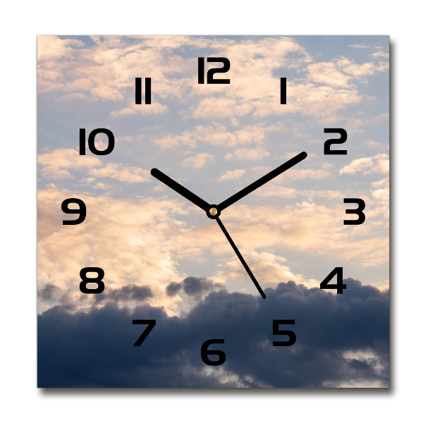 Vierkante glazen klok Wolken aan de hemel