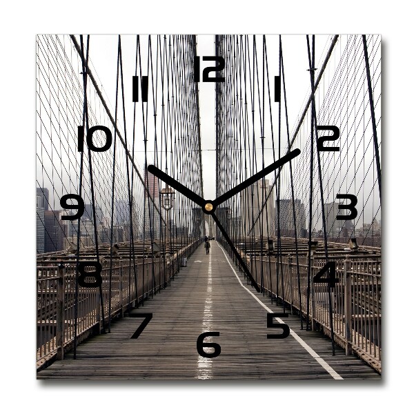 Vierkante glazen wandklok Brooklynbrug