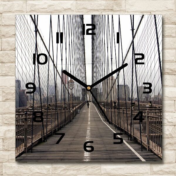 Vierkante glazen wandklok Brooklynbrug