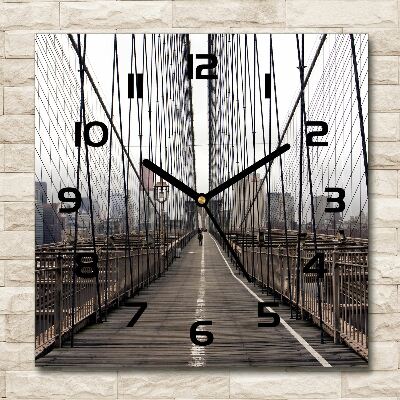 Vierkante glazen wandklok Brooklynbrug