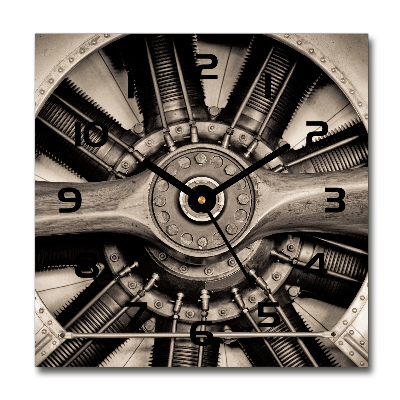 Vierkante glazen klok Vliegtuigmotor