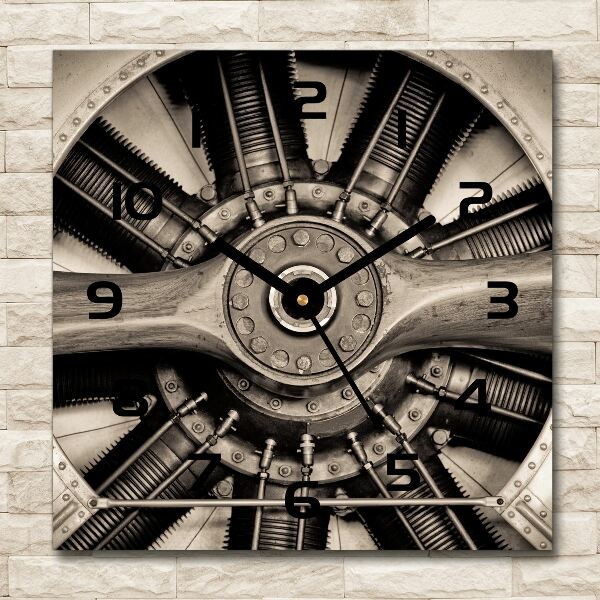 Vierkante glazen klok Vliegtuigmotor