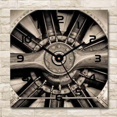 Vierkante glazen klok Vliegtuigmotor