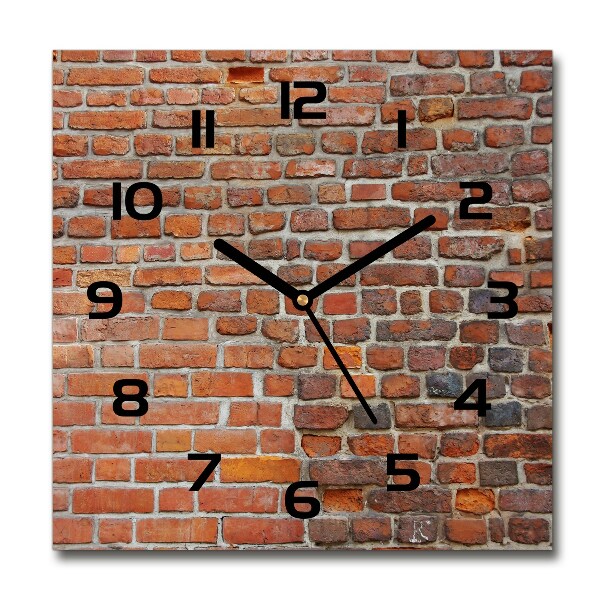 Vierkante glazen wandklok Bakstenen muur
