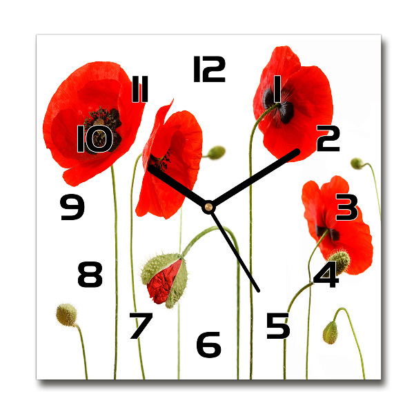 Vierkante glazen klok Klaprozen